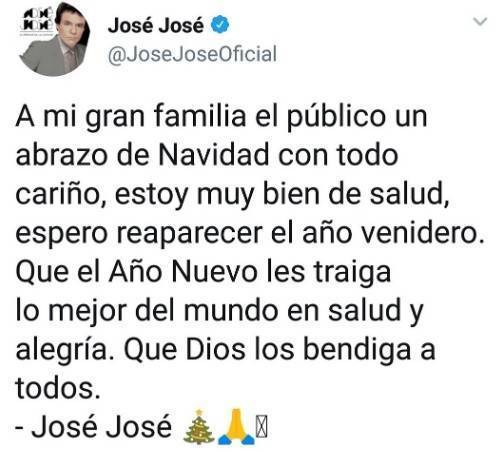 José José espera reaparecer el próximo año