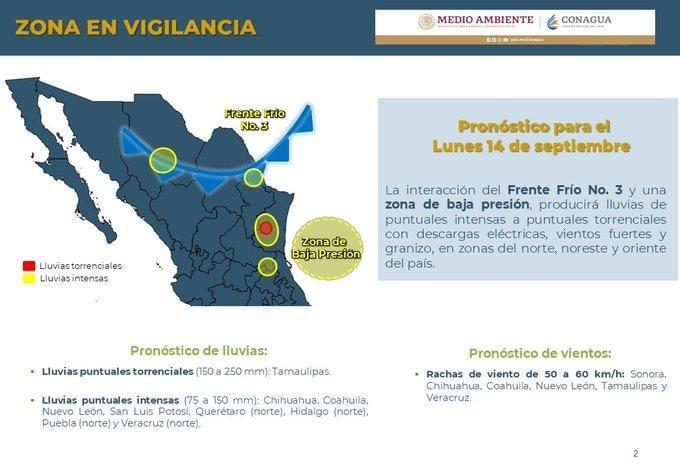 Tercer Frente Frí­o traerá lluvias hasta por tres dí­as en Tamaulipas