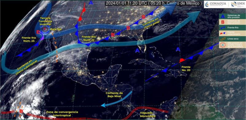 Ingresará éste martes frente frío 22 con chubascos dispersos