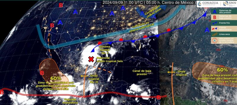 Alerta SMN por Lluvias torrenciales en Tamaulipas y Veracruz