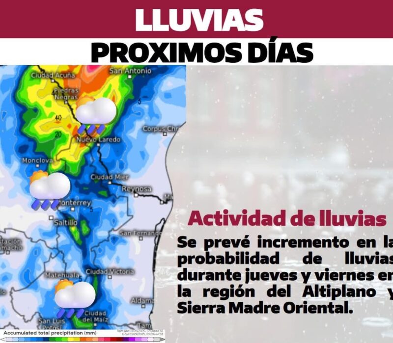 Pronostican lluvias para varias regiones del estado