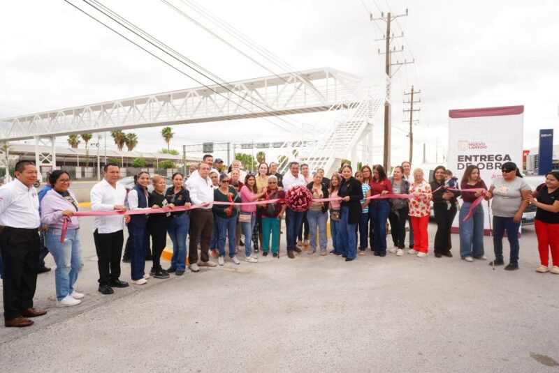 Entregan puente peatonal en la Calzada de los Héroes para fortalecer la seguridad vial en Nuevo Laredo