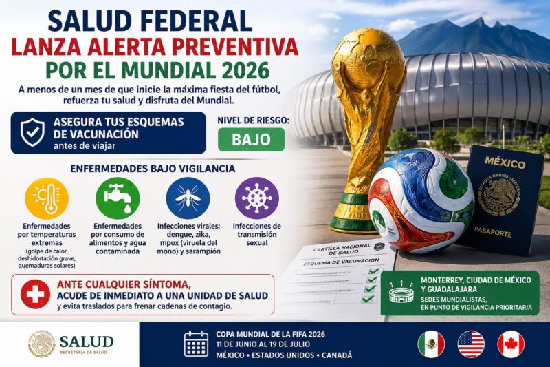 Salud federal lanza alerta preventiva por el Mundial 2026